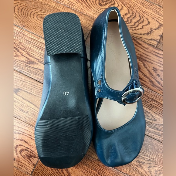 Navy Mary Jane Heeled Loafers - Picture 3 of 7